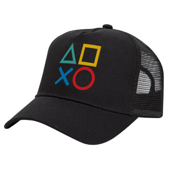 Gaming Symbols, Καπέλο Trucker με Δίχτυ, Μαύρο, (ΒΑΜΒΑΚΕΡΟ, ΠΑΙΔΙΚΟ, UNISEX, ONE SIZE)