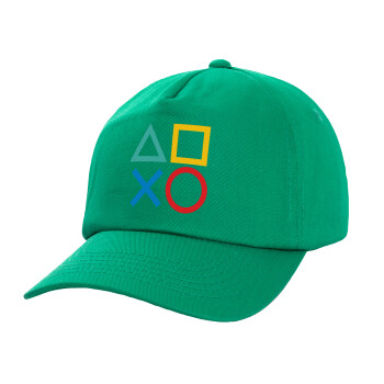 Gaming Symbols, Adult Baseball Cap, 100% Cotton, Green (COTTON, ADULT, UNISEX, ONE SIZE)