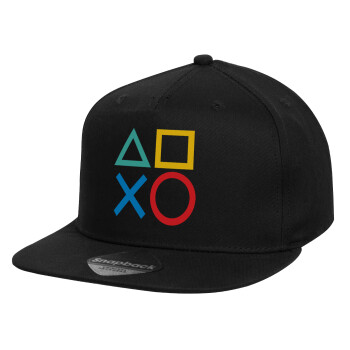 Gaming Symbols, Καπέλο παιδικό Snapback, 100% Βαμβακερό, Μαύρο