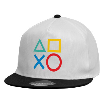 Gaming Symbols, Καπέλο παιδικό Snapback, 100% Βαμβακερό, Λευκό