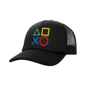 Gaming Symbols, Καπέλο Ενηλίκων Soft Trucker με Δίχτυ Μαύρο (POLYESTER, ΕΝΗΛΙΚΩΝ, UNISEX, ONE SIZE)