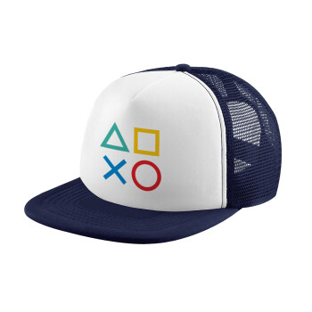 Gaming Symbols, Καπέλο Ενηλίκων Soft Trucker με Δίχτυ Dark Blue/White (POLYESTER, ΕΝΗΛΙΚΩΝ, UNISEX, ONE SIZE)