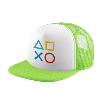 Gaming Symbols, Καπέλο παιδικό Soft Trucker με Δίχτυ ΠΡΑΣΙΝΟ/ΛΕΥΚΟ (POLYESTER, ΠΑΙΔΙΚΟ, ONE SIZE)