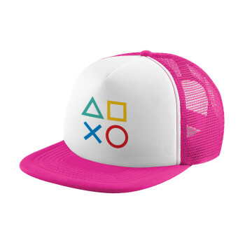Gaming Symbols, Καπέλο Soft Trucker με Δίχτυ Pink/White 