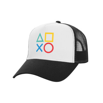 Gaming Symbols, Καπέλο Ενηλίκων Structured Trucker, με Δίχτυ, ΛΕΥΚΟ/ΜΑΥΡΟ (100% ΒΑΜΒΑΚΕΡΟ, ΕΝΗΛΙΚΩΝ, UNISEX, ONE SIZE)