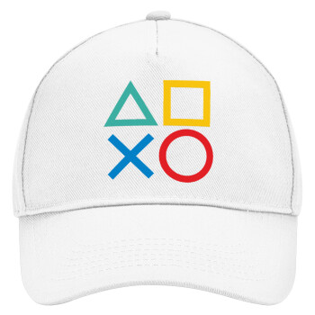 Gaming Symbols, Καπέλο Ενηλίκων Baseball, Drill, Λευκό (100% ΒΑΜΒΑΚΕΡΟ, ΕΝΗΛΙΚΩΝ, UNISEX, ONE SIZE)