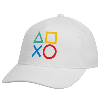 Gaming Symbols, Καπέλο παιδικό Baseball, 100% Βαμβακερό, Λευκό
