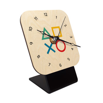 Gaming Symbols, Quartz Table clock in natural wood (10cm)