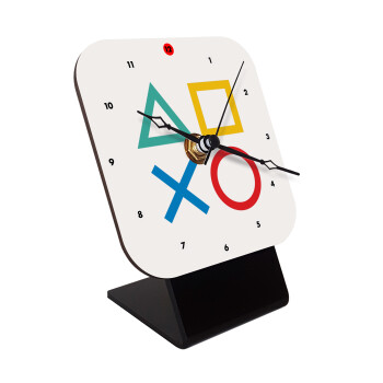 Gaming Symbols, Quartz Wooden table clock with hands (10cm)