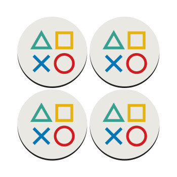 Gaming Symbols, SET of 4 round wooden coasters (9cm)