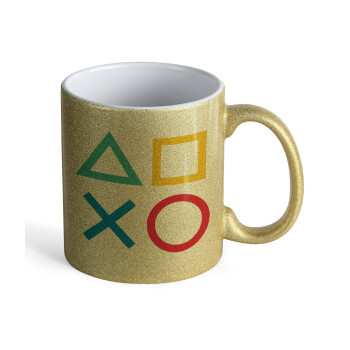 Gaming Symbols, Κούπα Χρυσή Glitter που γυαλίζει, κεραμική, 330ml