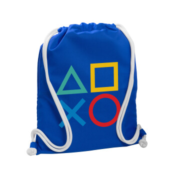 Gaming Symbols, Τσάντα πλάτης πουγκί GYMBAG Μπλε, με τσέπη (40x48cm) & χονδρά κορδόνια