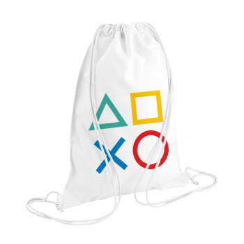 Gaming Symbols, Τσάντα πλάτης πουγκί GYMBAG λευκή (28x40cm)