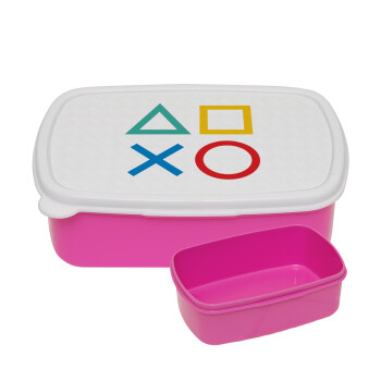 Gaming Symbols, ΡΟΖ παιδικό δοχείο φαγητού (lunchbox) πλαστικό (BPA-FREE) Lunch Βox M18 x Π13 x Υ6cm