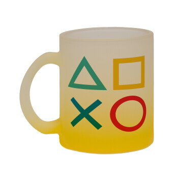 Gaming Symbols, Κούπα γυάλινη δίχρωμη με βάση το κίτρινο ματ, 330ml