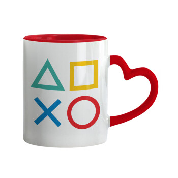 Gaming Symbols, Mug heart red handle, ceramic, 330ml
