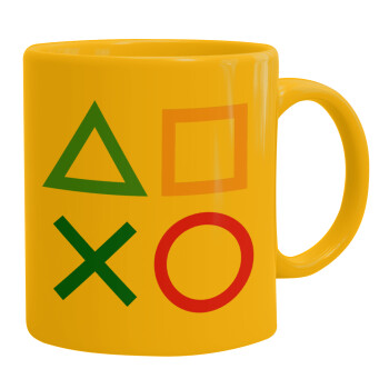 Gaming Symbols, Ceramic coffee mug yellow, 330ml (1pcs)