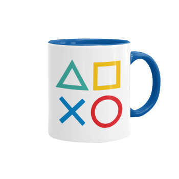 Gaming Symbols, Mug colored blue, ceramic, 330ml
