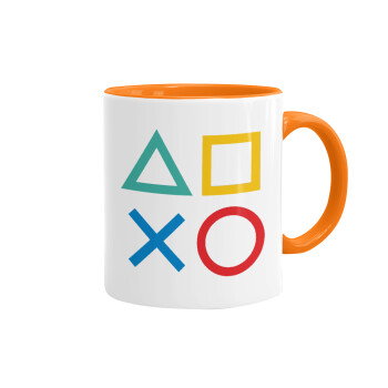 Gaming Symbols, Mug colored orange, ceramic, 330ml