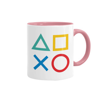 Gaming Symbols, Mug colored pink, ceramic, 330ml