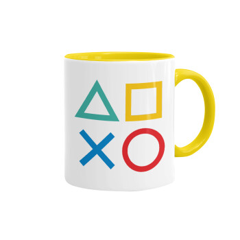 Gaming Symbols, Mug colored yellow, ceramic, 330ml