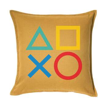 Gaming Symbols, Μαξιλάρι καναπέ Κίτρινο 100% βαμβάκι, περιέχεται το γέμισμα (50x50cm)