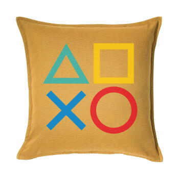 Gaming Symbols, Sofa cushion YELLOW 50x50cm includes filling