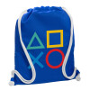 Backpack pouch GYMBAG Blue, with pocket (40x48cm) & thick cords