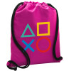 Backpack pouch GYMBAG Fuchsia, with pocket (40x48cm) & thick cords
