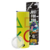 Neon Yellow Travel Tumbler, with metal straw (Stainless steel 304 Food grade, BPA free, 600ml)