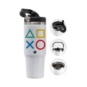 Gaming Symbols, 30oz stainless Steel Tumbler with Handle