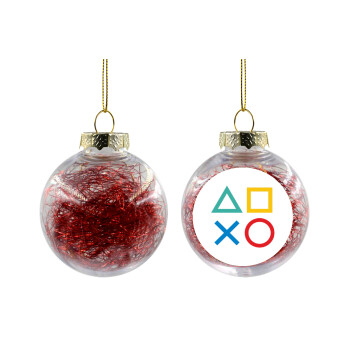 Gaming Symbols, Χριστουγεννιάτικη μπάλα δένδρου διάφανη με κόκκινο γέμισμα 8cm