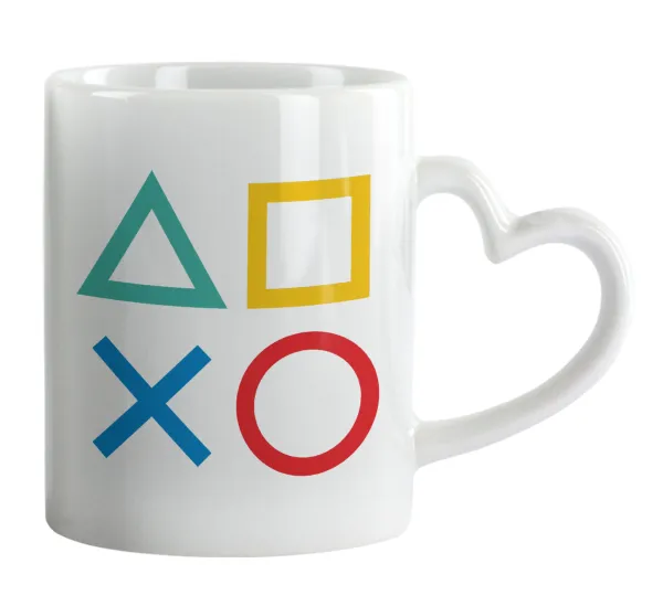 Gaming Symbols — Κούπα καρδιά χερούλι λευκή, κεραμική, 330ml
