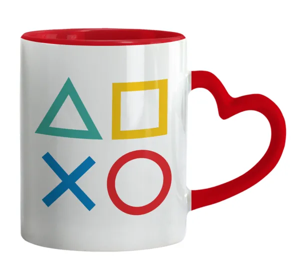 Gaming Symbols — Κούπα καρδιά χερούλι κόκκινη, κεραμική, 330ml
