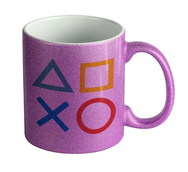 Gaming Symbols — Purple glitter mug that sparkles, ceramic, 330ml