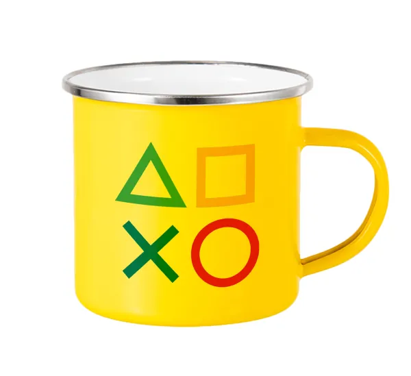 Gaming Symbols — Yellow Enamel Metallic Cup 360ml
