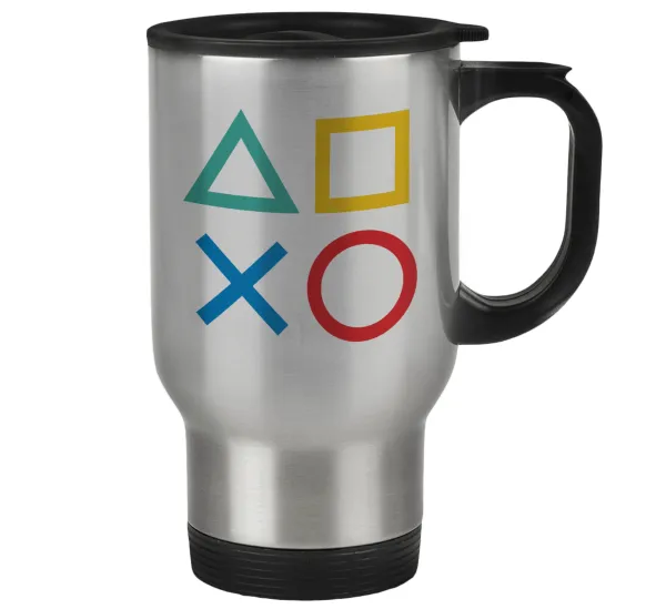 Gaming Symbols — Stainless steel travel mug with lid, double wall 450ml