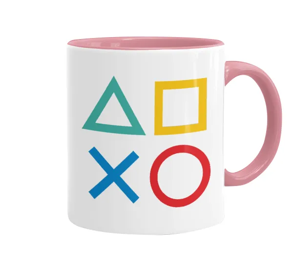 Gaming Symbols — Mug colored pink, ceramic, 330ml