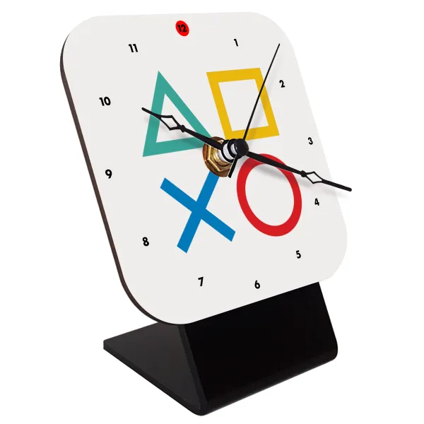 Gaming Symbols — Quartz Wooden table clock with hands (10cm)