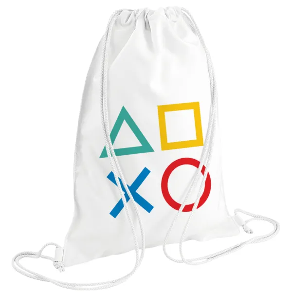 Gaming Symbols — Backpack pouch GYMBAG white (28x40cm)