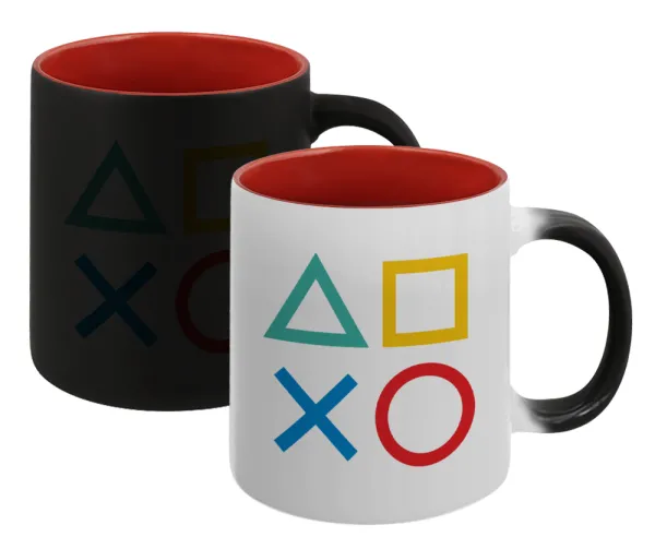 Gaming Symbols — Magic mug with red interior, ceramic, 330ml, changes colour with hot drinks