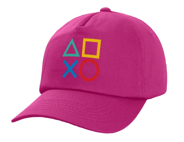 Gaming Symbols — Children's Baseball Cap, 100% Cotton Twill, Fuchsia (COTTON, CHILDREN'S, UNISEX, ONE SIZE)