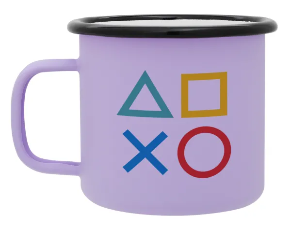 Gaming Symbols — Metal enamel mug, matte light pastel purple, 360ml