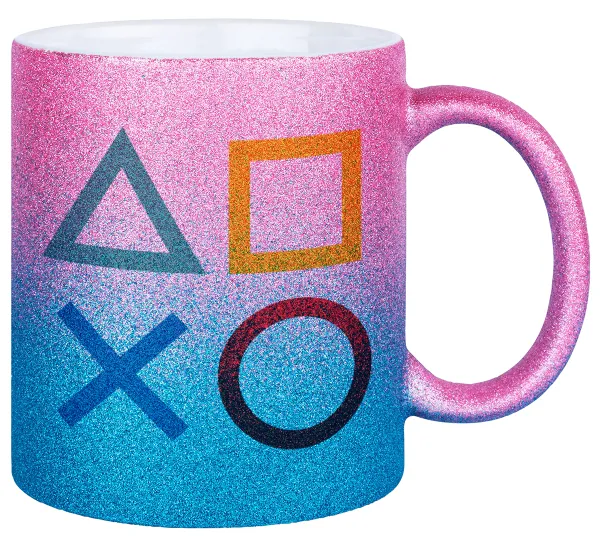 Gaming Symbols — Gold/blue glitter mug, ceramic, 330ml