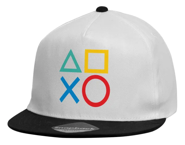Gaming Symbols — Child's Flat Snapback Hat, White (100% COTTON, CHILDREN'S, UNISEX, ONE SIZE)