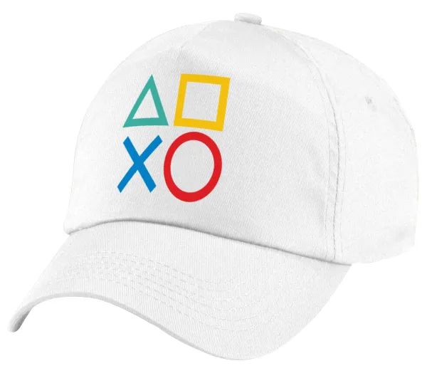 Gaming Symbols — Children's Baseball Cap, 100% Cotton Twill, White (COTTON, CHILDREN'S, UNISEX, ONE SIZE)