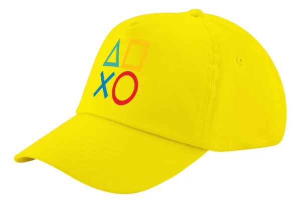 Gaming Symbols — Child's Baseball Cap, 100% Cotton Twill, Yellow (COTTON, CHILD, UNISEX, ONE SIZE)