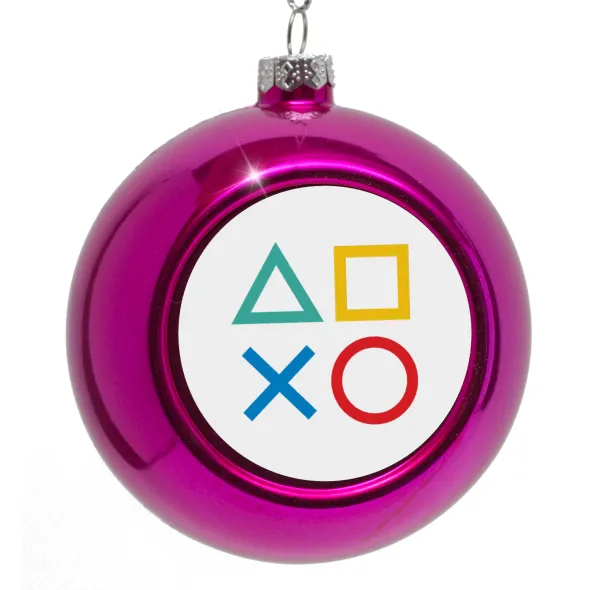 Gaming Symbols — Purple Christmas tree ornament bauble 8cm