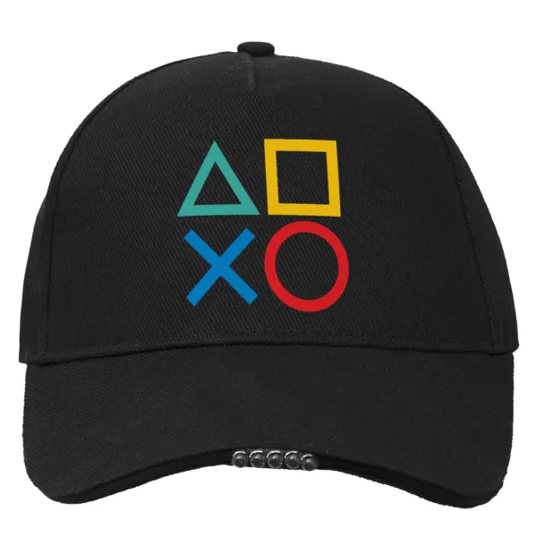 Gaming Symbols — Work & Activity LED Light Cap – Perfect for Night & Low Light Conditions (100% COTTON, ADULT, UNISEX)