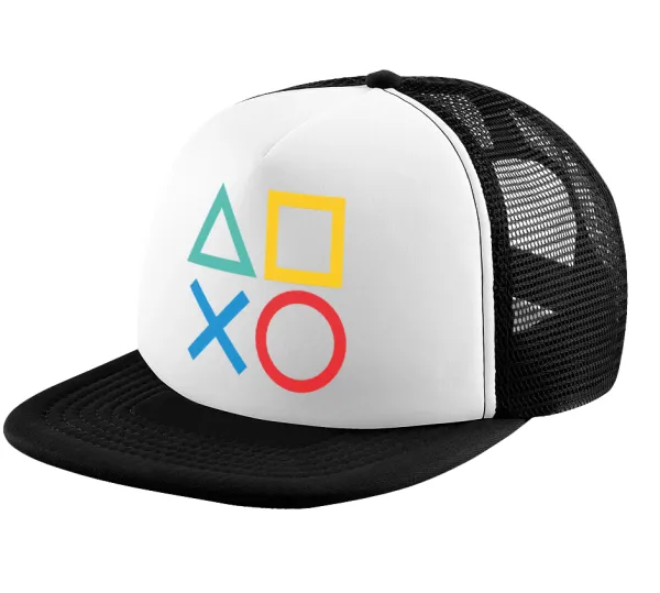 Gaming Symbols — Adult Soft Trucker Hat with Black/White Mesh (POLYESTER, ADULT, UNISEX, ONE SIZE)